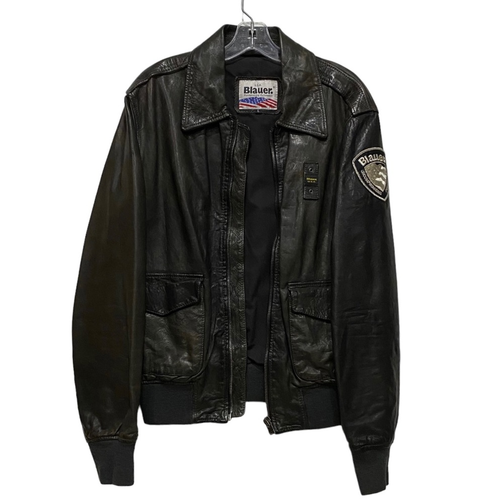 VINTAGE BLAUER Leather Police Jacket Motorcycle Cop